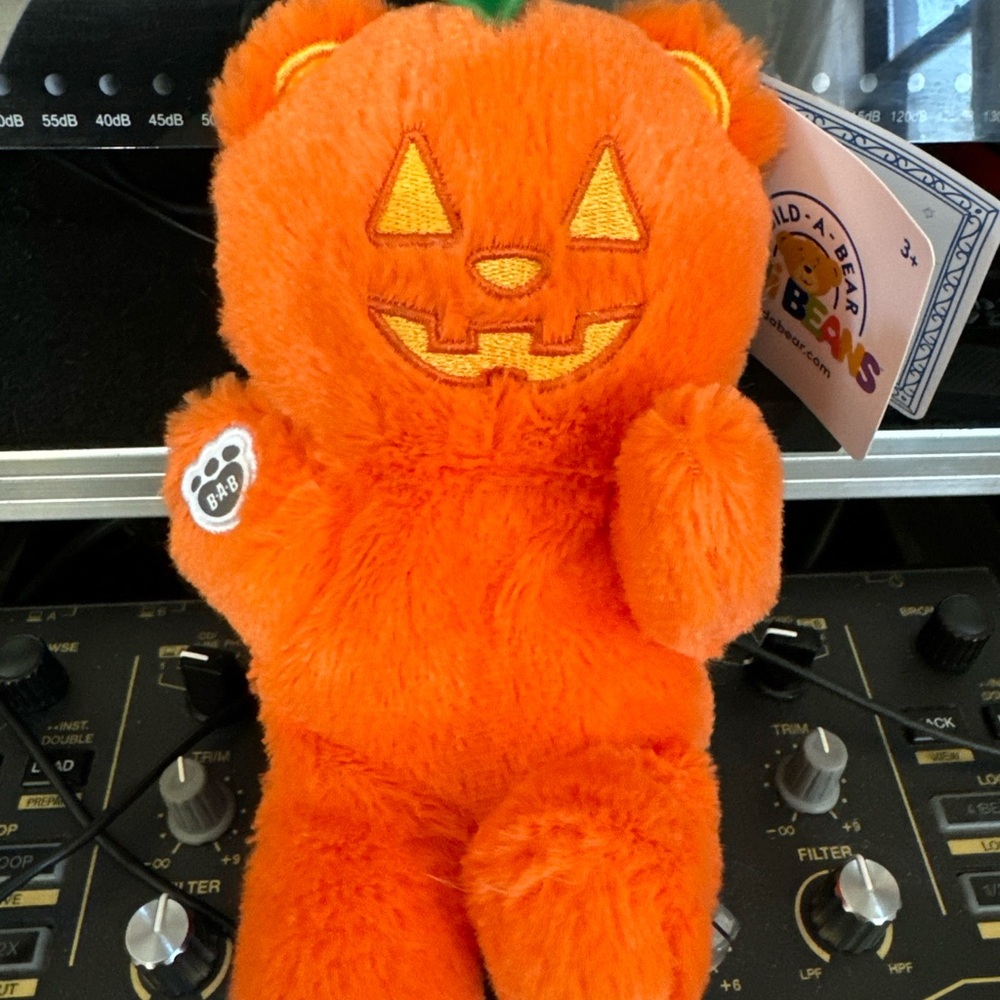 Build-A-Bear Mini Beans Pumpkin Glow Halloween Teddy Bear